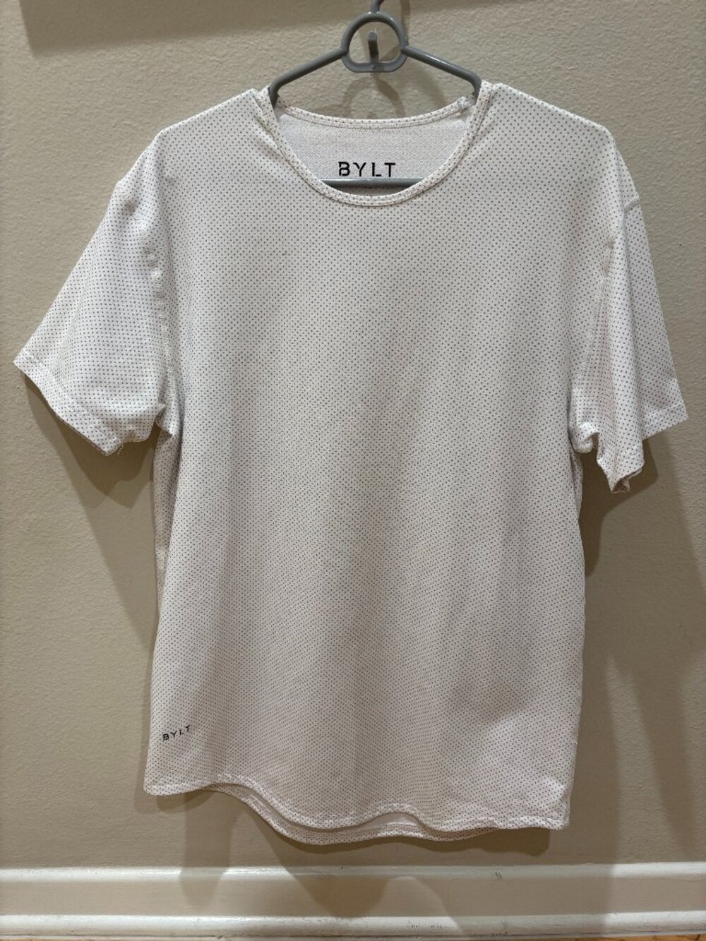 Men's White Polka Dot BYLT Drop Cut S/S - Medium